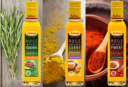 Huiles infus&eacute;es thym, romarin, piment Sol&eacute;ou